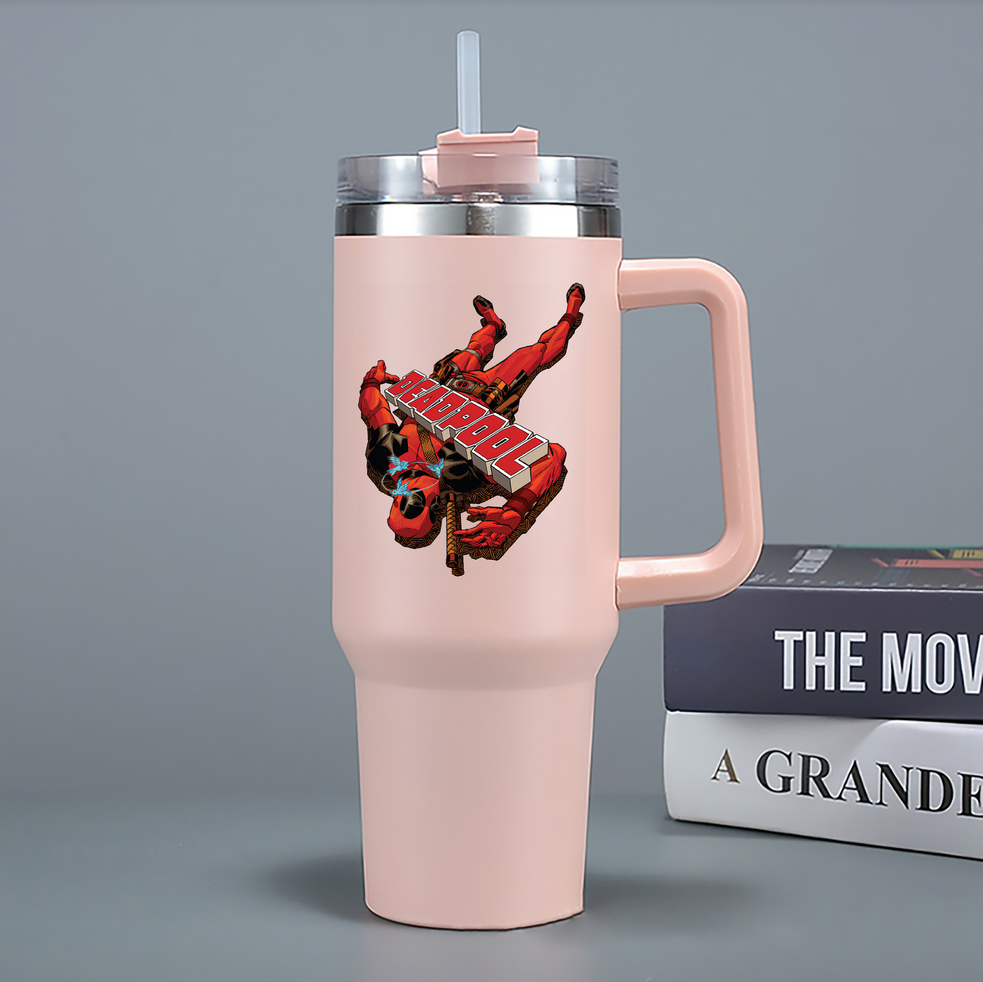 （画像用） Deadpool デッドプール 1200mL車用タンブラー - クリスタルステッカー（プラスチックストロー付き）